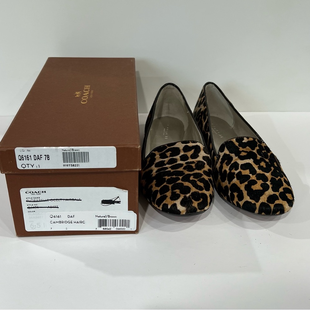 Coach NWT Q6161 Cambridge Haircalf Leopard Print Women's Flats Loafers 7 NWT - Picture 12 of 12